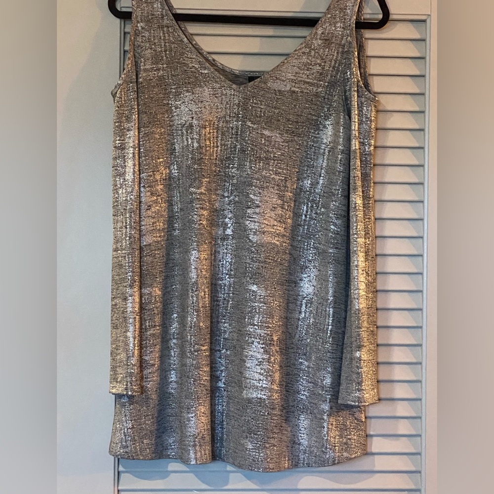 Kayceline, medium metallic blouse with cutout sleeves